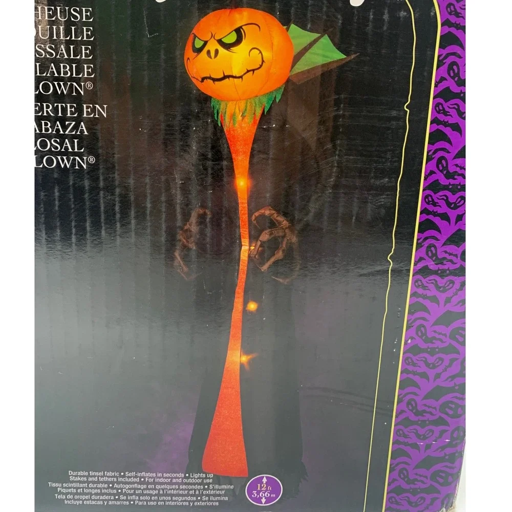 Holiday Living 12ft Pumpkin Reaper Halloween Airblown Inflatable Orange Black